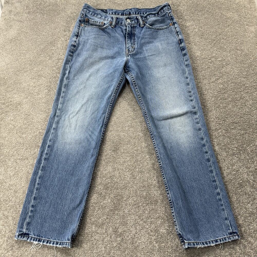 Levi’s 514 Straight Jeans Blue Denim Medium Wash Men’s W34 L30 Distressed Casual